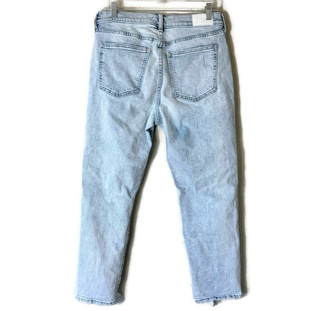 Pistola Light Wash Raw Hem Distressed Cropped Straight Leg Jeans Size 31 - Picture 3 of 9